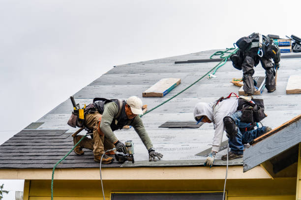 Professional Gutter Installation technician working in Sand Lake, MI
